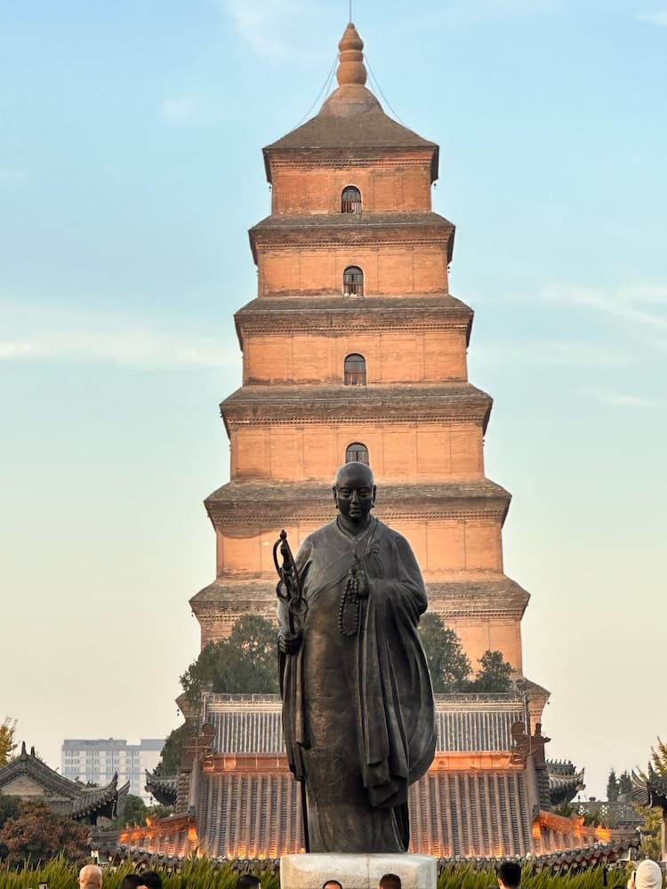 Great Wild Goose Pagoda built by Monk Xuanzang in 652 AD to store Buddhist scriptures from India